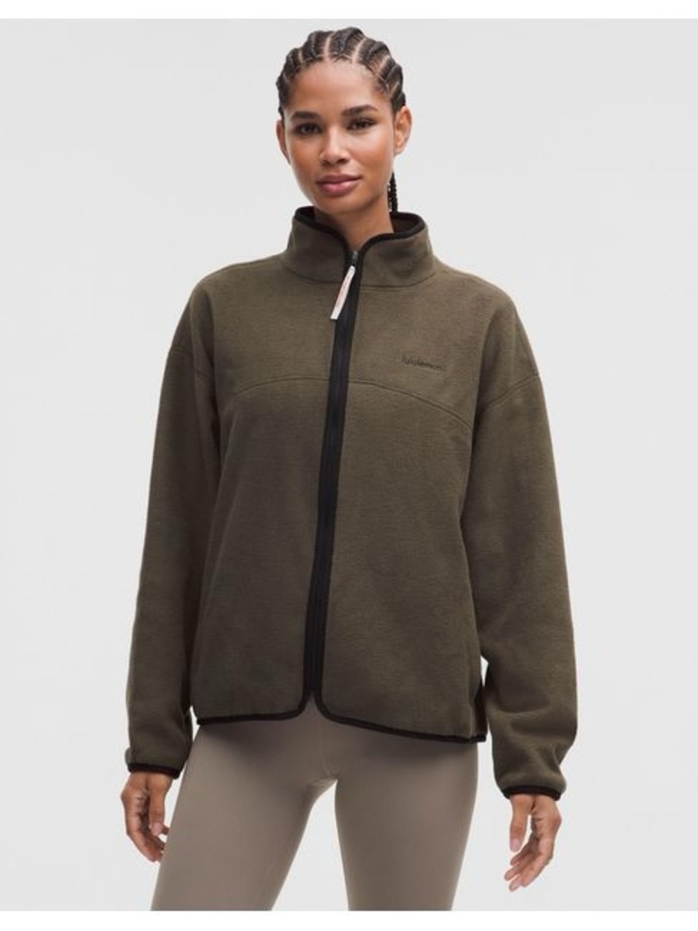 lululemon athletica Olive Green Tumbled Fleece Full Zip Jacket